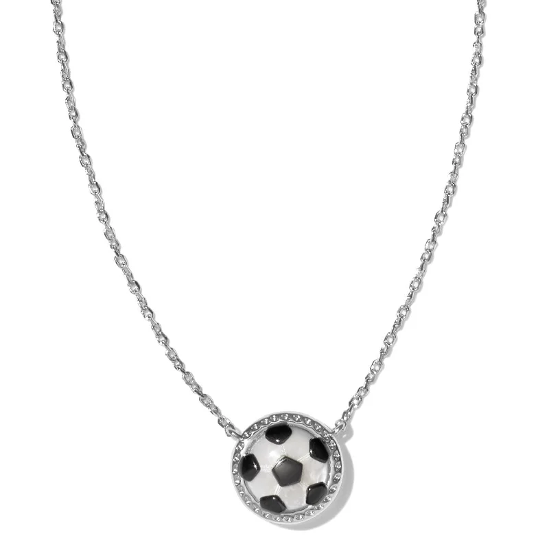 Kendra Scott | Soccer Silver Short Pendant Necklace in Ivory Mother-of-Pearl