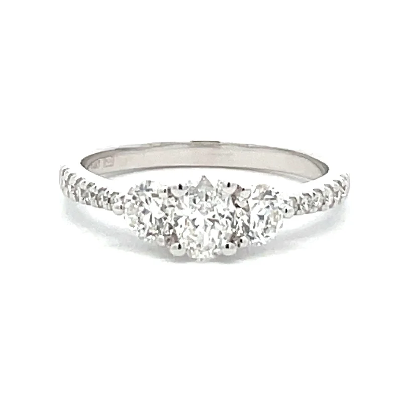 14 Karat White Gold Three Stone Engagement Ring