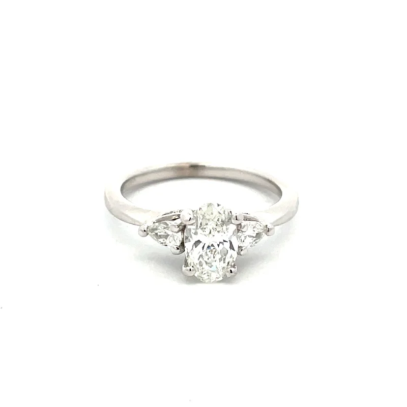 14 Karat Diamond Engagement Ring with Oval Center