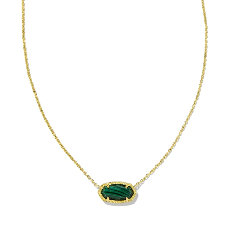 Kendra Scott | Elisa Gold Pendant Necklace in Green Malachite