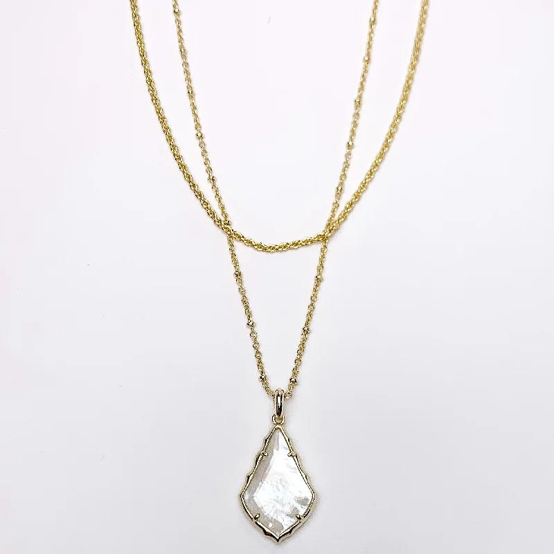 Kendra Scott | Faceted Alex Gold Convertible Necklace in Ivory Illusion