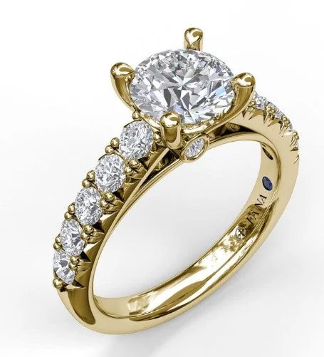 Handset French Pave Diamond Engagement Ring