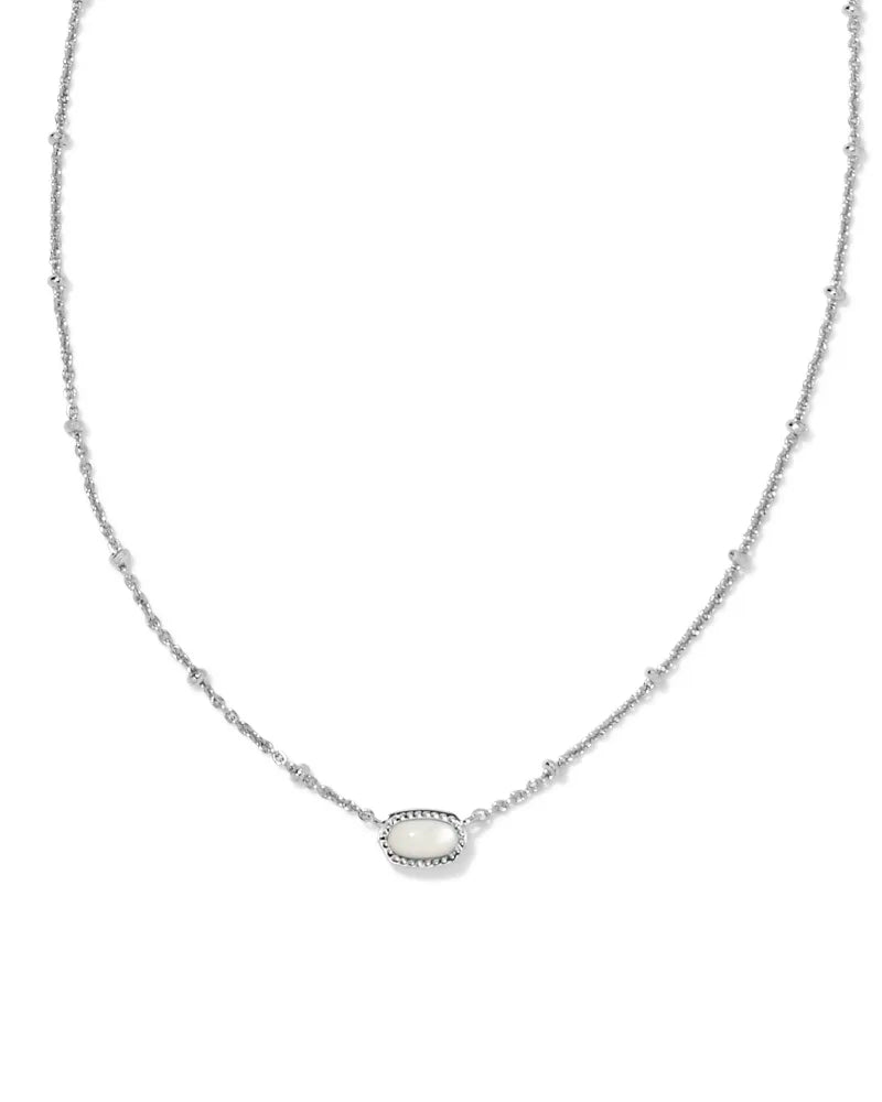 Kendra Scott |  Mini Elisa Silver Satellite Short Pendant Necklace in Ivory Mother of Pearl