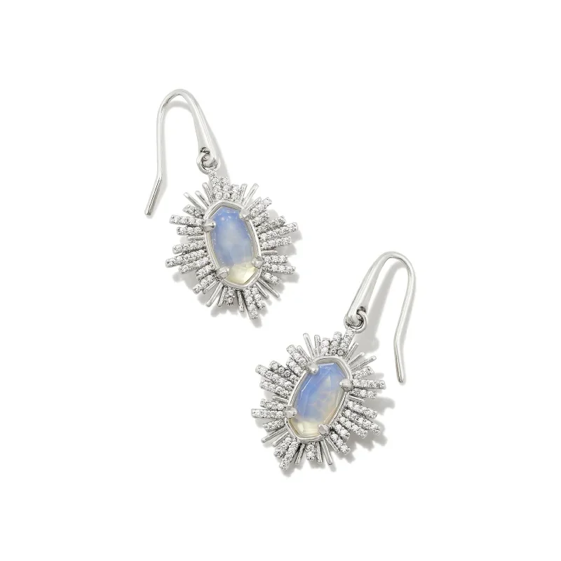 Kendra Scott | Grayson Sunburst Drop Earrings Silver Iridescent Opalite Illusion