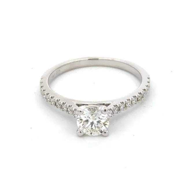 14 KT Cathedral Engagement Ring with Round Center