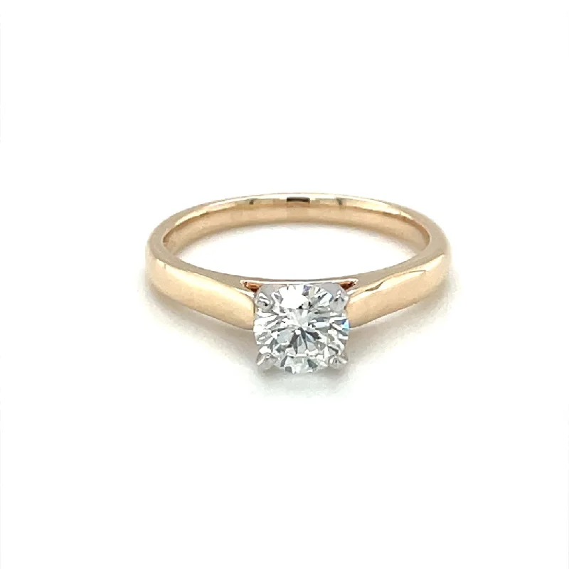 14 Karat Yellow Gold Cathederal Solitaire Engagement Ring