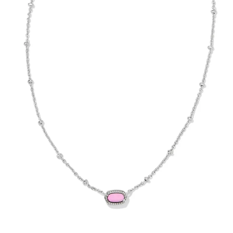 Kendra Scott | Mini Elisa Silver Satellite Short Pendant Necklace in Fuchsia Magnesite