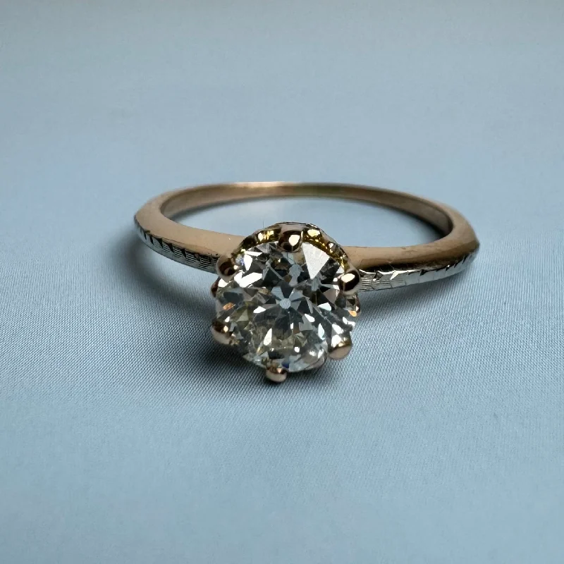 Art Deco Diamond Solitaire Engagement Ring .83 ct