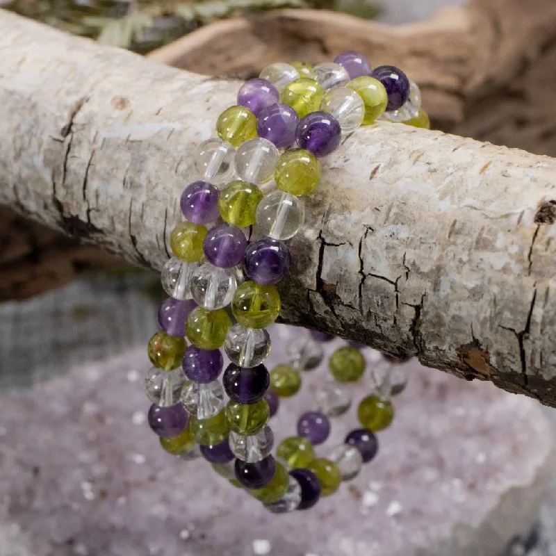 Amethyst, Peridot & Quartz Bracelet