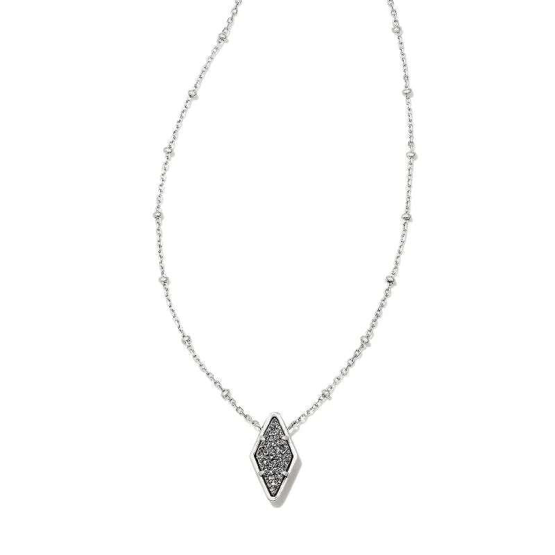 Kendra Scott | Kinsley Silver Short Pendant Necklace in Platinum Drusy