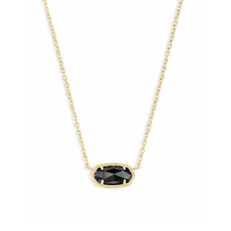 Kendra Scott | Elisa Gold Pendant Necklace in Black Opaque Glass