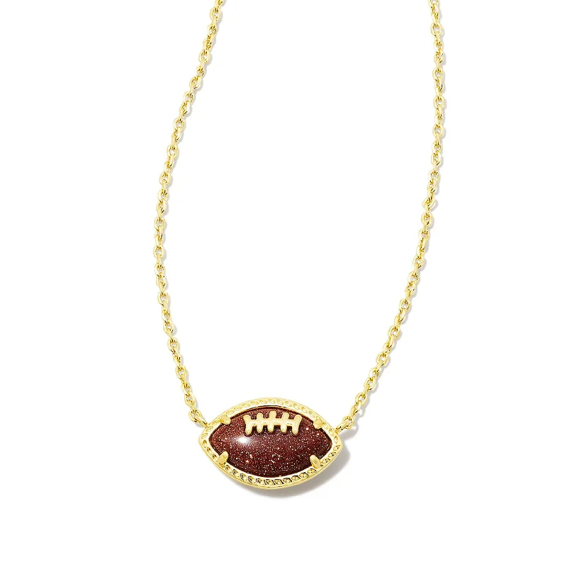 Kendra Scott | Football Gold Short Pendant Necklace in Orange Goldstone