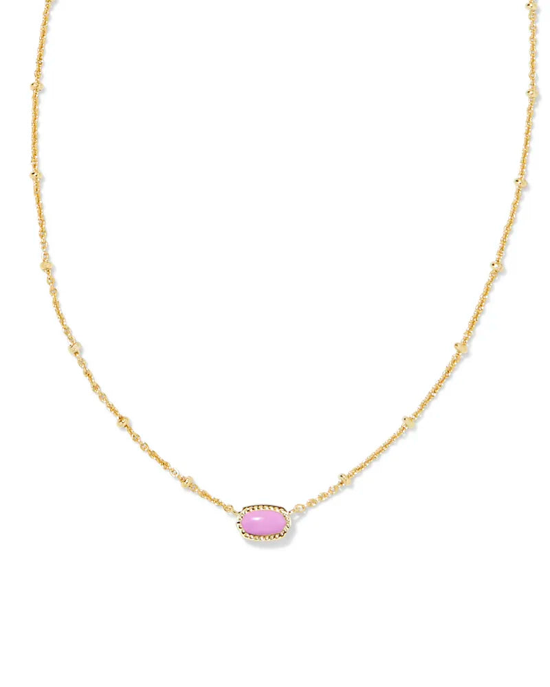 Kendra Scott |  Mini Elisa Gold Satellite Short Pendant Necklace in Fuchsia Magnesite