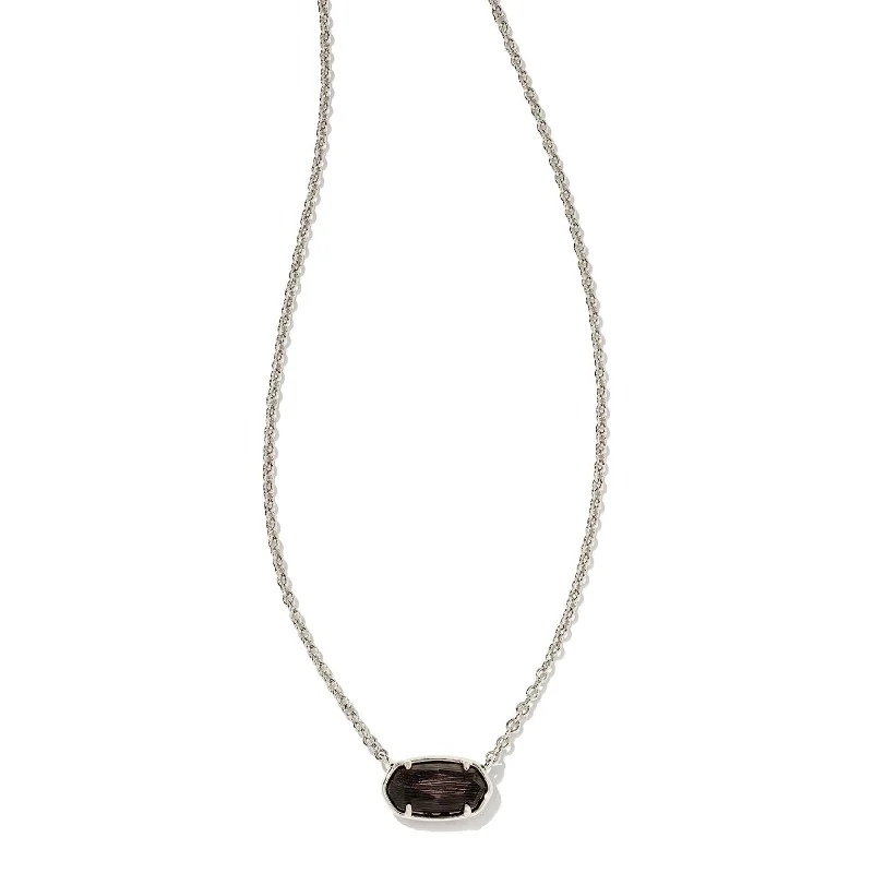 Kendra Scott | Grayson Silver Pendant Necklace in Black Cats Eye