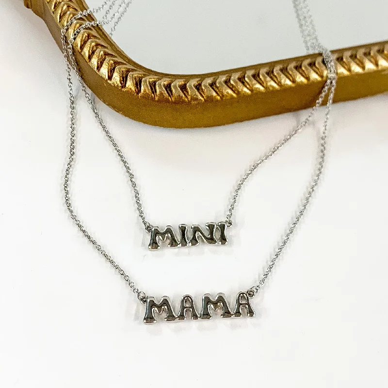 MAMA + MINI Chain Necklace Set in Silver Tone