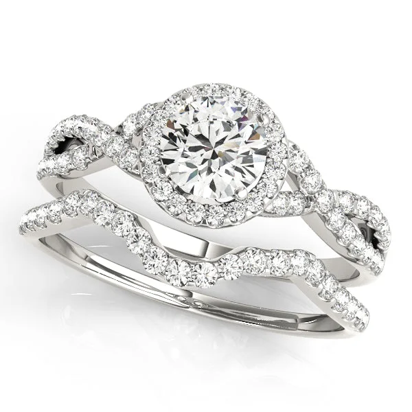 14k Halo Engagement Ring Set