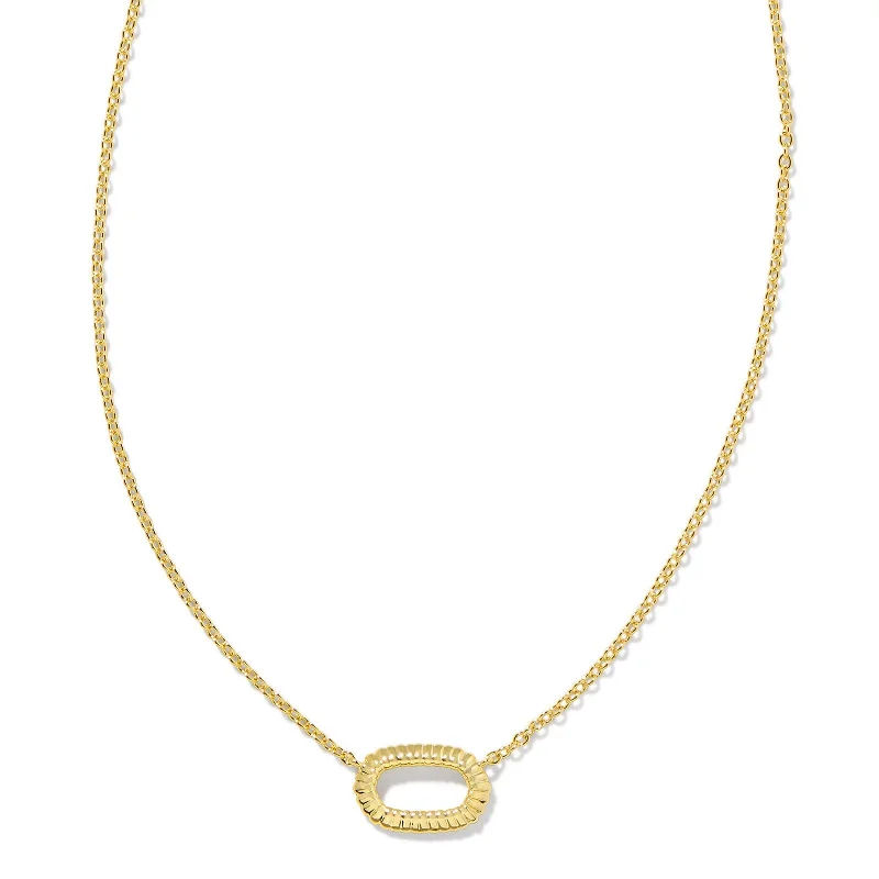 Kendra Scott | Elisa Gold Ridge Open Frame Short Pendant Necklace