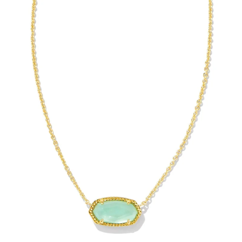 Kendra Scott | Elisa Gold Pendant Necklace in Light Green Mother of Pearl