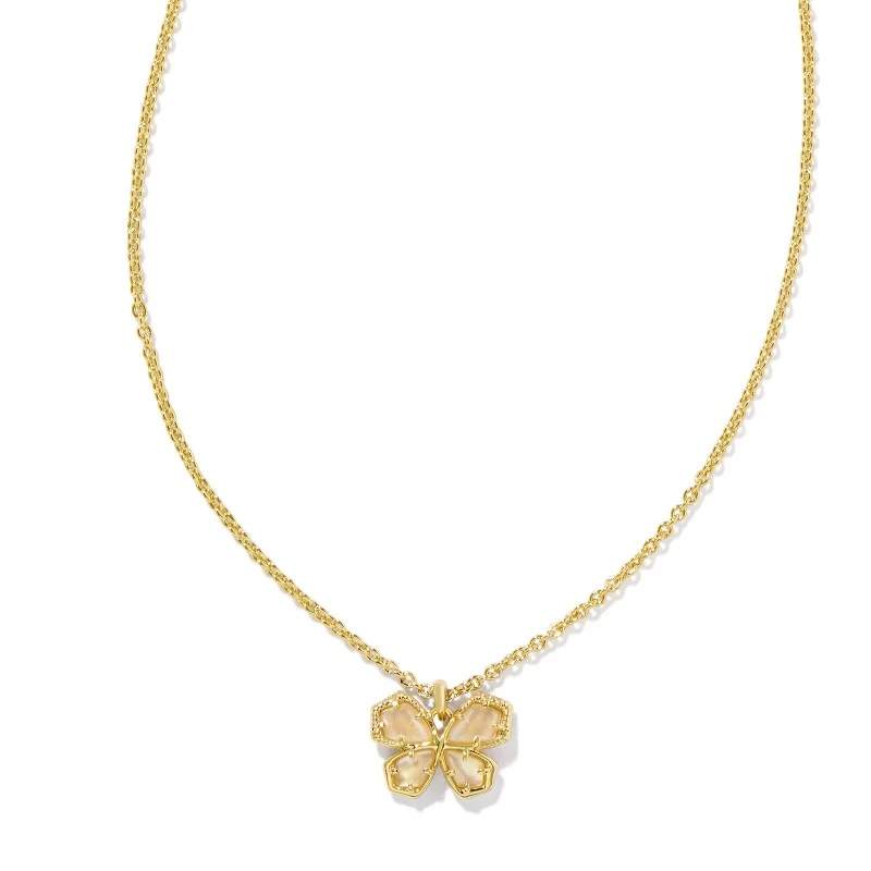 Kendra Scott | Mae Gold Butterfly Short Pendant Necklace in Golden Abalone