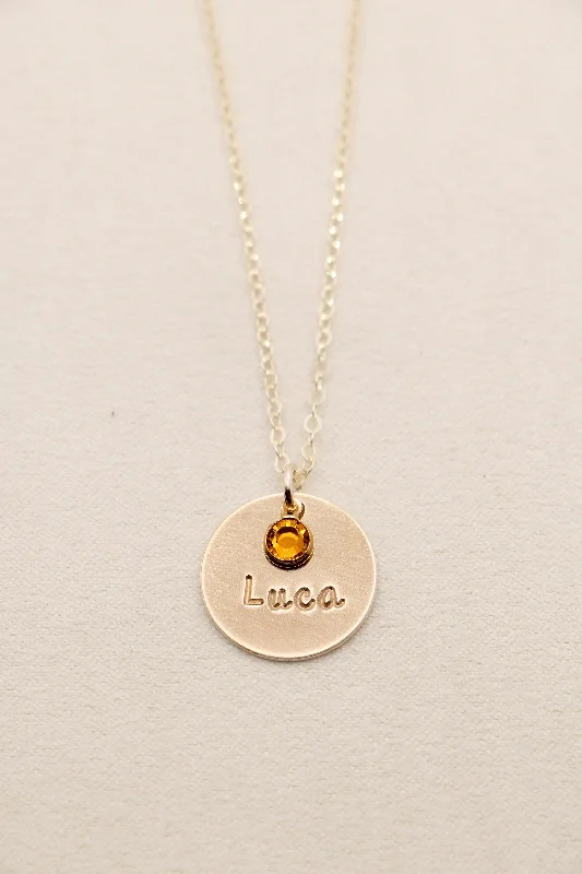 single drop necklace + mini birthstone {gold}