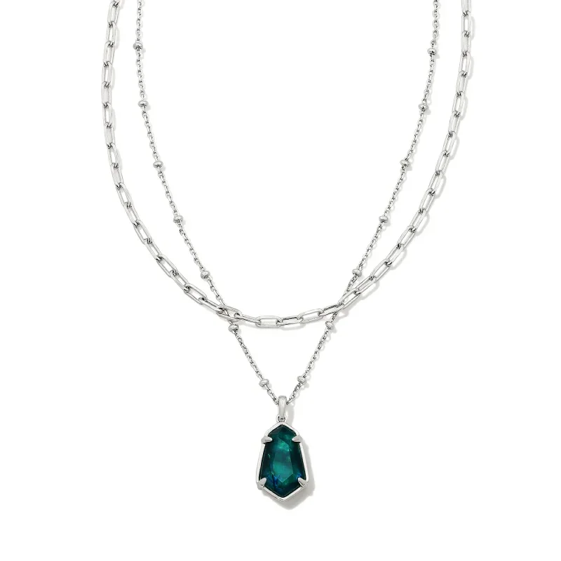 Kendra Scott | Alexandria Multi Strand Necklace Silver Teal Green Illusion