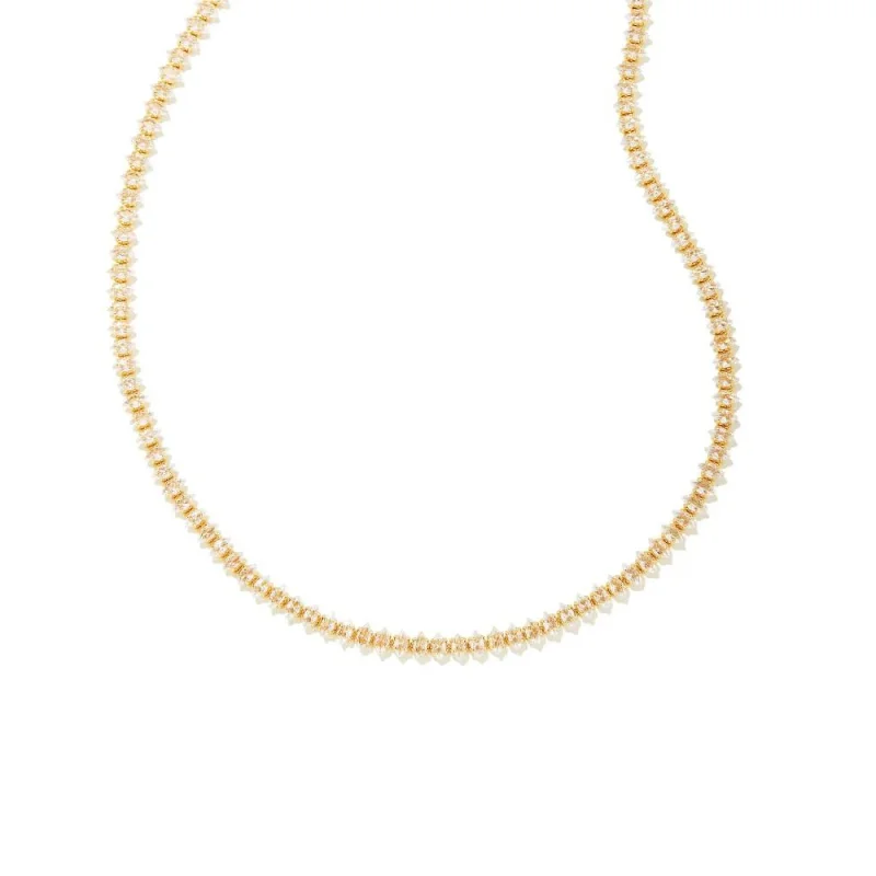 Kendra Scott | Larsan Gold Tennis Necklace in White Crystal