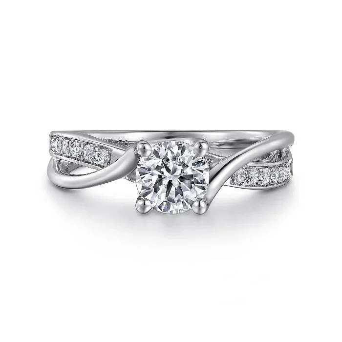 Aleesa - 14K White Gold Round Twisted Diamond Engagement Ring