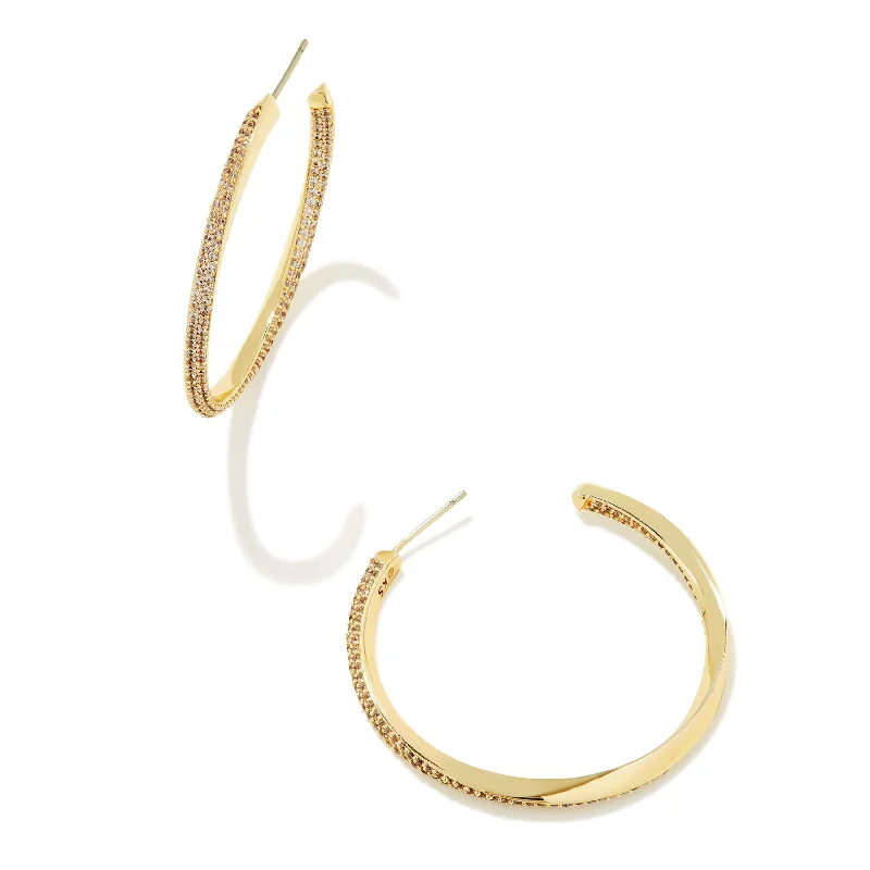 Kendra Scott | Ella Gold Hoop Earrings in White Crystal