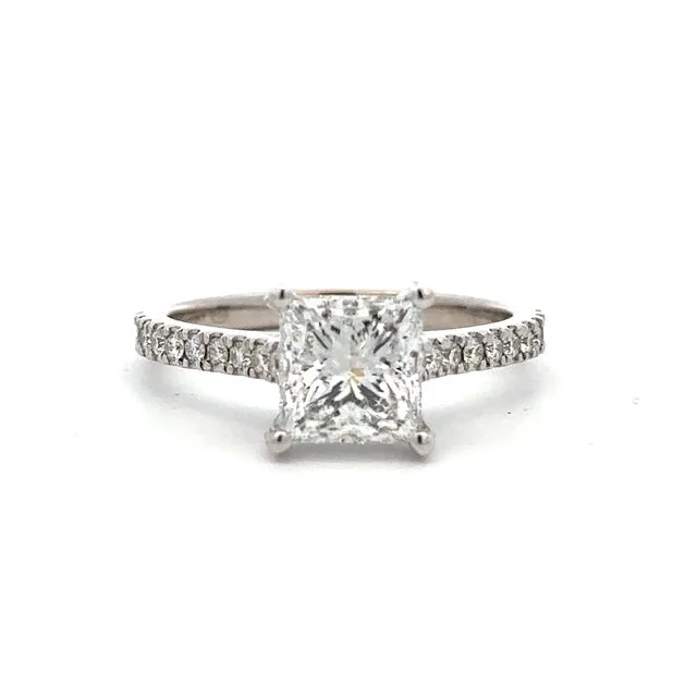 14 Karat Diamond Engagement Ring with Princess Center