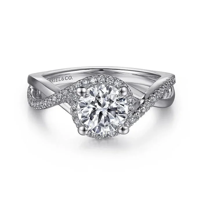 Courtney - 14K White Gold Round Halo Diamond Engagement Ring