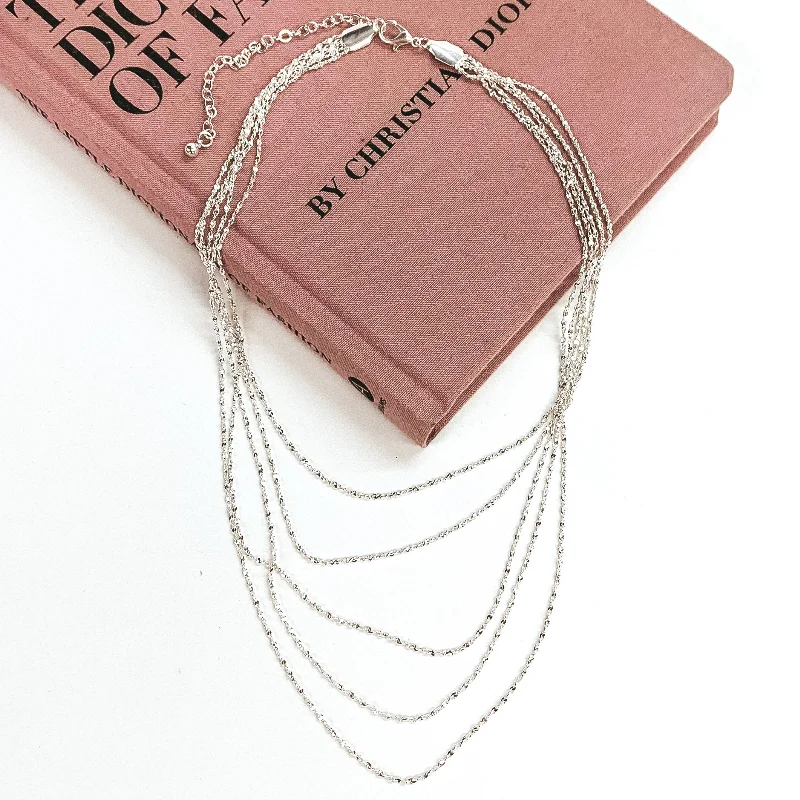 Layered to Perfection Multi Chain Necklace in Silver Tone