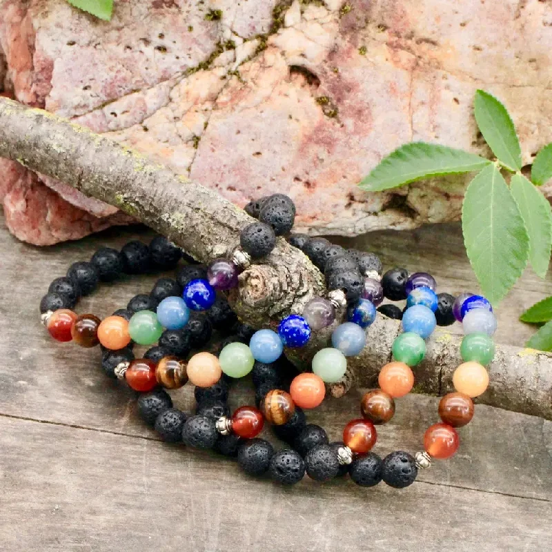 Chakra And Lava Bracelet