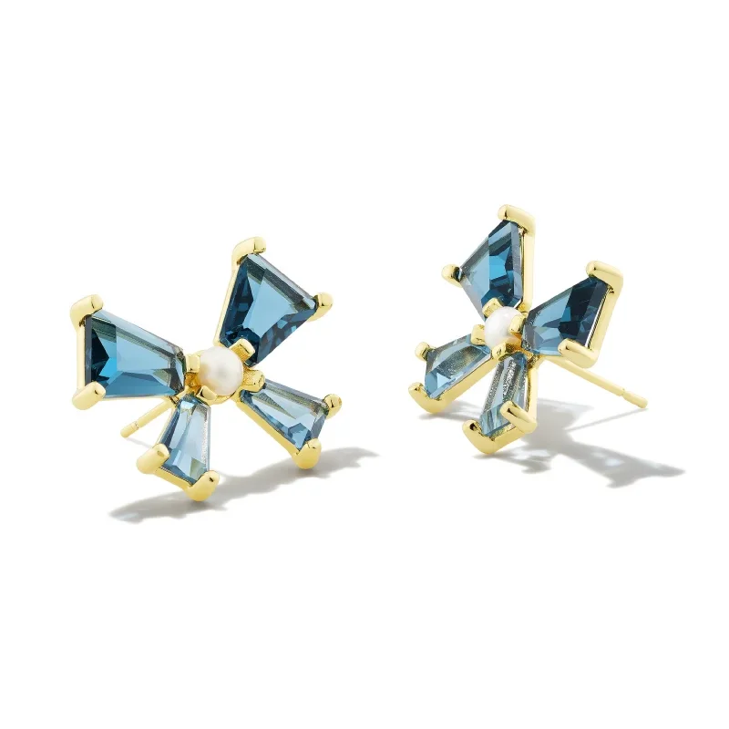 Kendra Scott | Blair Bow Stud Earrings Gold Teal Mix