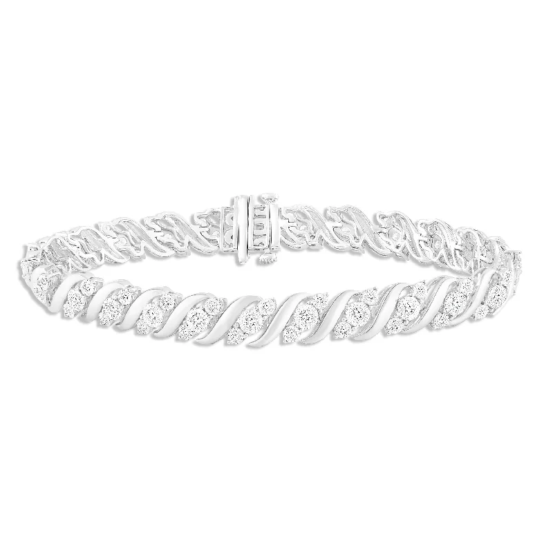 Pre-Owned Kay 1 ct Diamond Swirl Bracelet in Sterling Silver