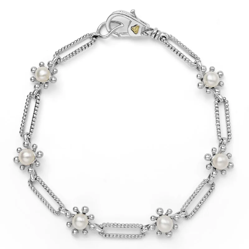 Luna Fleur Pearl Link Bracelet