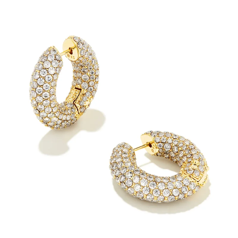 Kendra Scott | Mikki Pave Hoop Earrings Gold White CZ