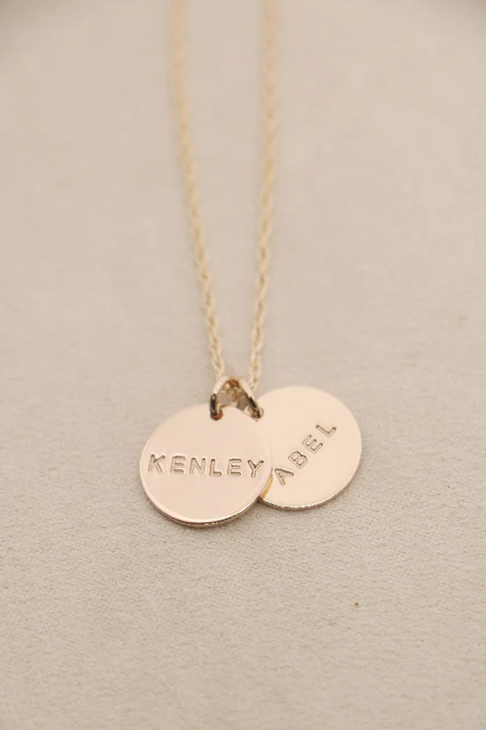 double classic name necklace { silver + gold }