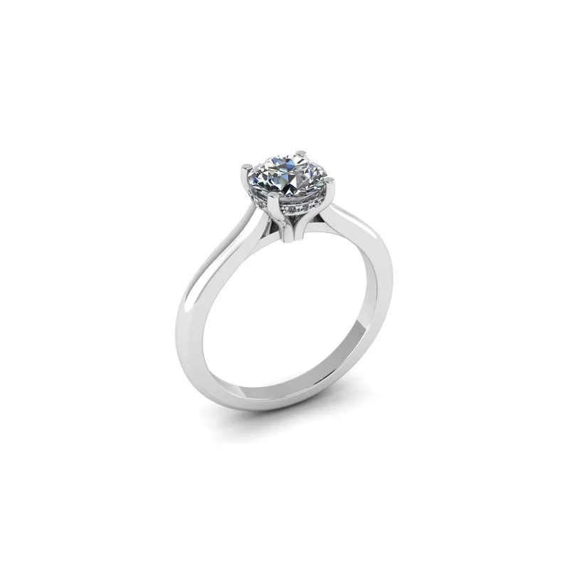 Round Semi-Mount Engagement Ring with a Hidden Halo