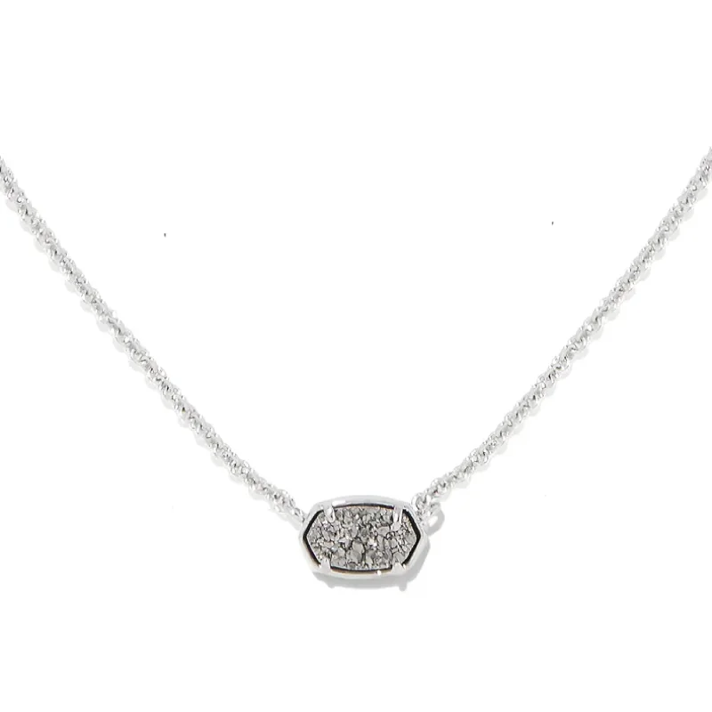 Kendra Scott | Emilie Short Silver Pendent Necklace in Platinum Drusy