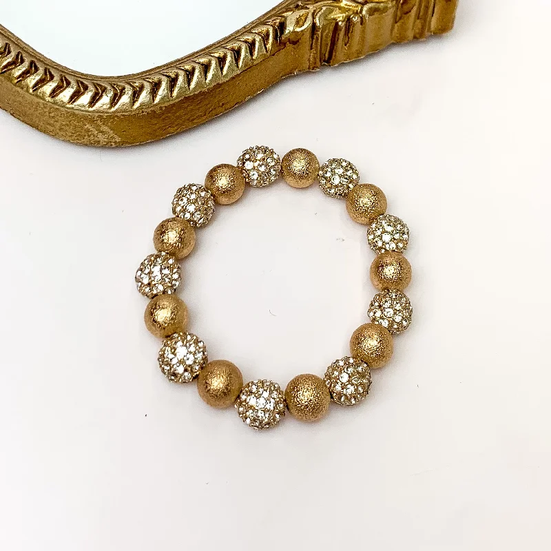 Clear Crystal and Gold Tone Beaded Bracelet