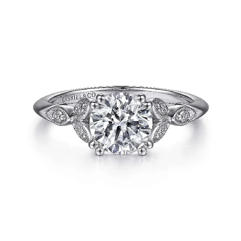 Celia - 14K White Gold Round Diamond Engagement Ring