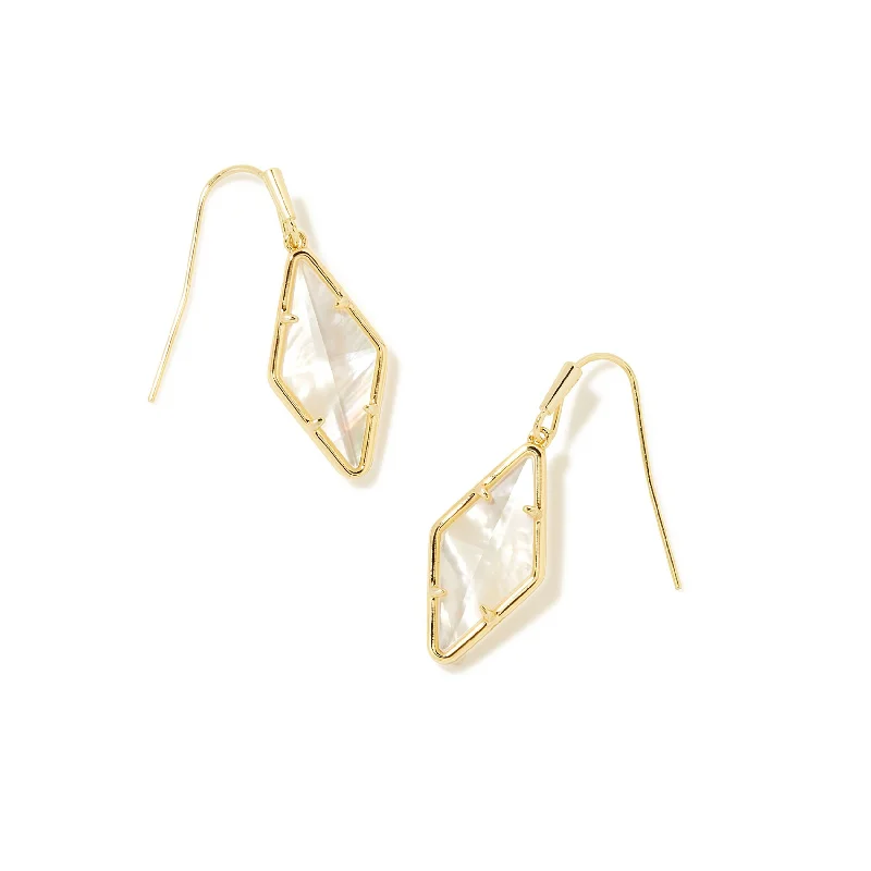 Kendra Scott | Kinsley Gold Drop Earrings in Ivory Mother of Pearl