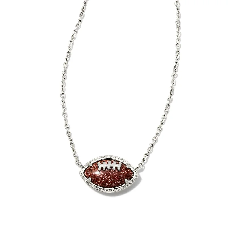 Kendra Scott | Football Silver Short Pendant Necklace in Orange Goldstone