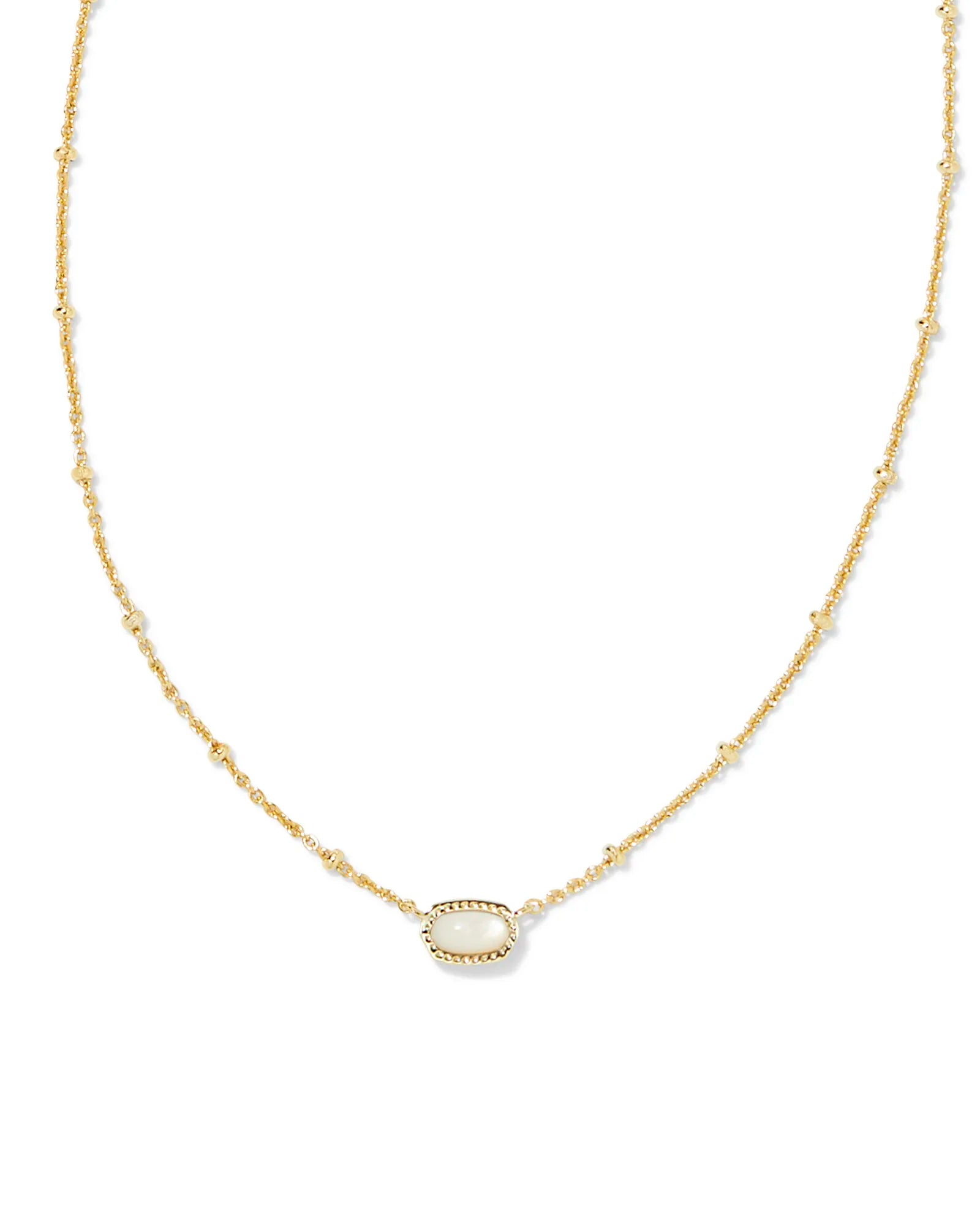 Kendra Scott |  Mini Elisa Gold Satellite Short Pendant Necklace in Ivory Mother of Pearl