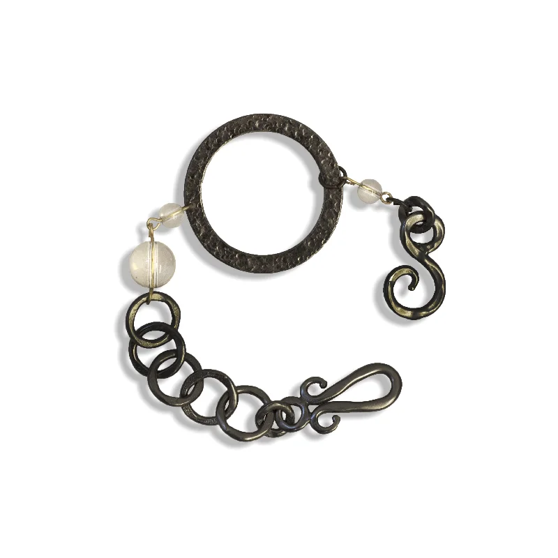 Paris Round Large Bracelet Charcoal In White Crystal