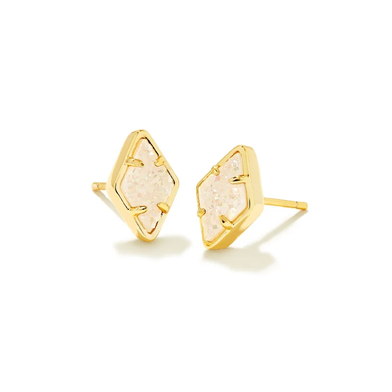 Kendra Scott | Kinsley Gold Stud Earrings in Iridescent Drusy