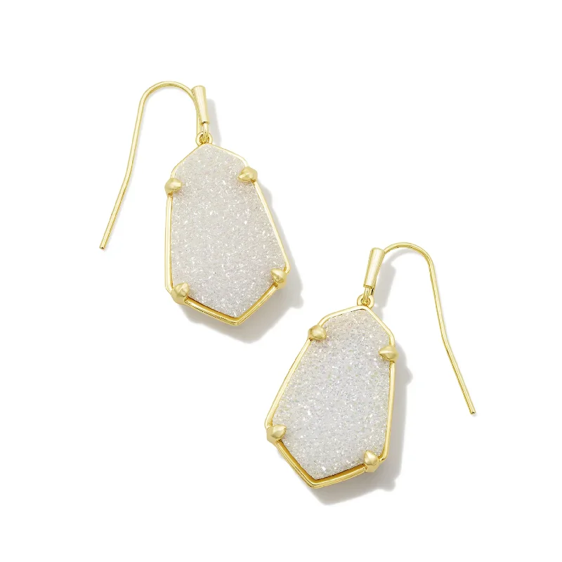 Kendra Scott | Alexandria Gold Drop Earrings in Iridescent Drusy