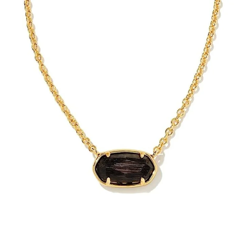 Kendra Scott | Grayson Gold Pendant Necklace in Black Cats Eye