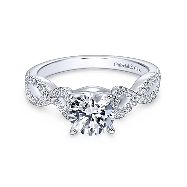 Kayla - 14K White Gold Round Twisted Diamond Engagement Ring