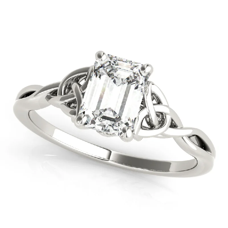 14K Emerald Cut Diamond Rope Tied Solitaire Engagement Ring